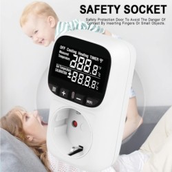 Priza termostat SINOTIMER STC-916L-EU, 16A, 230V, control temperatura incalzire/racire, iluminat, senzor extern, timer, 3680W